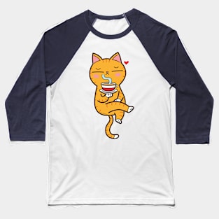 Coffee loving cat (Orange version) Baseball T-Shirt